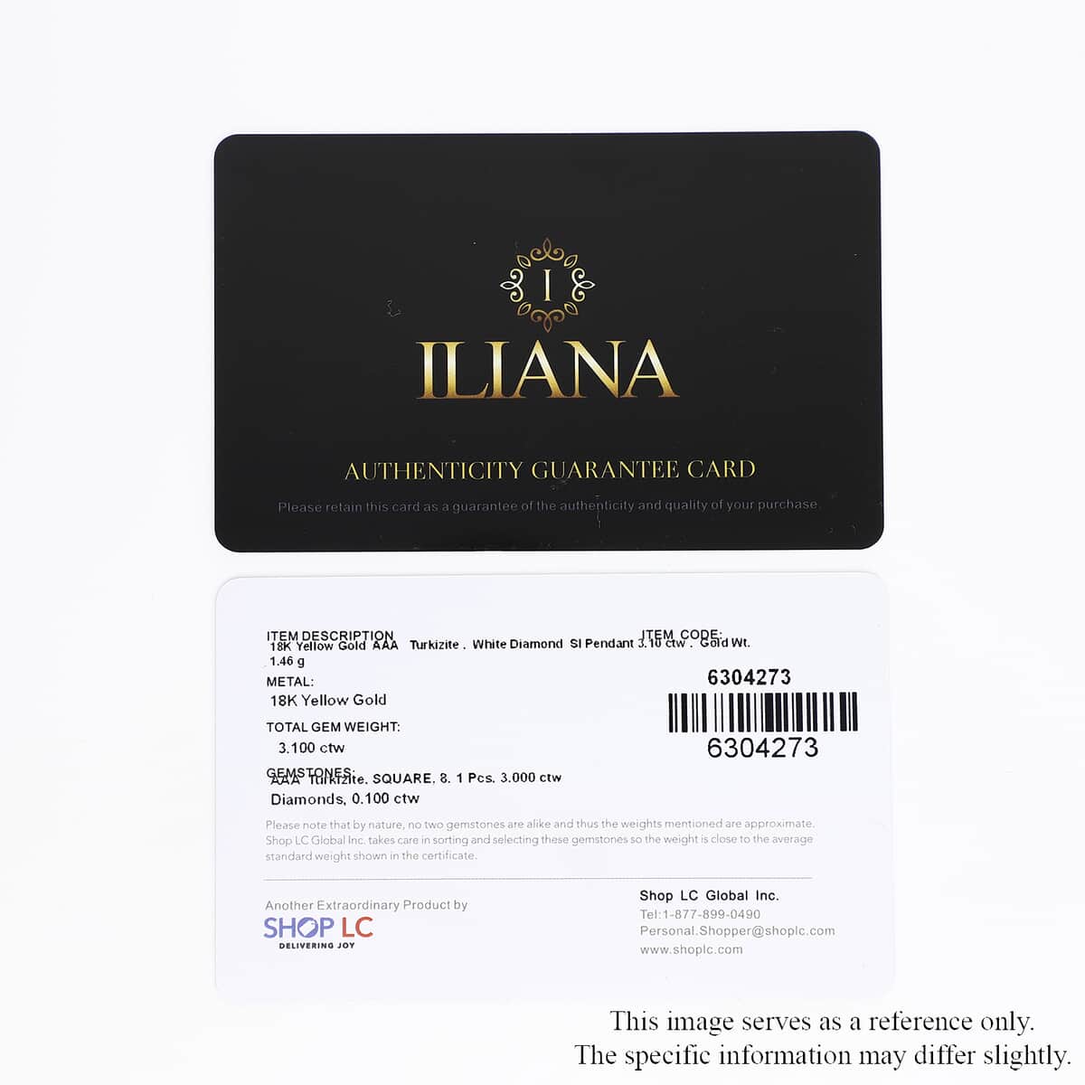 Certified and Appraised Iliana 18K Yellow Gold AAA Turkizite and G-H SI Diamond Pendant 3.10 ctw image number 6