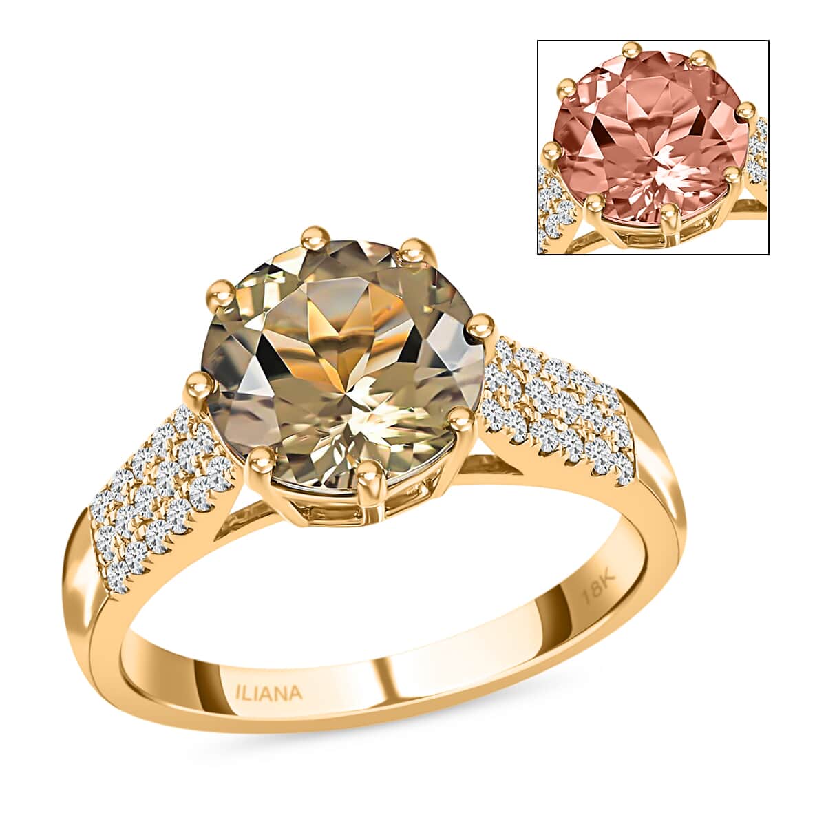 Certified & Appraised ILIANA 18K Yellow Gold AAA Turkizite and G-H SI Diamond Ring 5.50 Grams 3.30 ctw image number 0