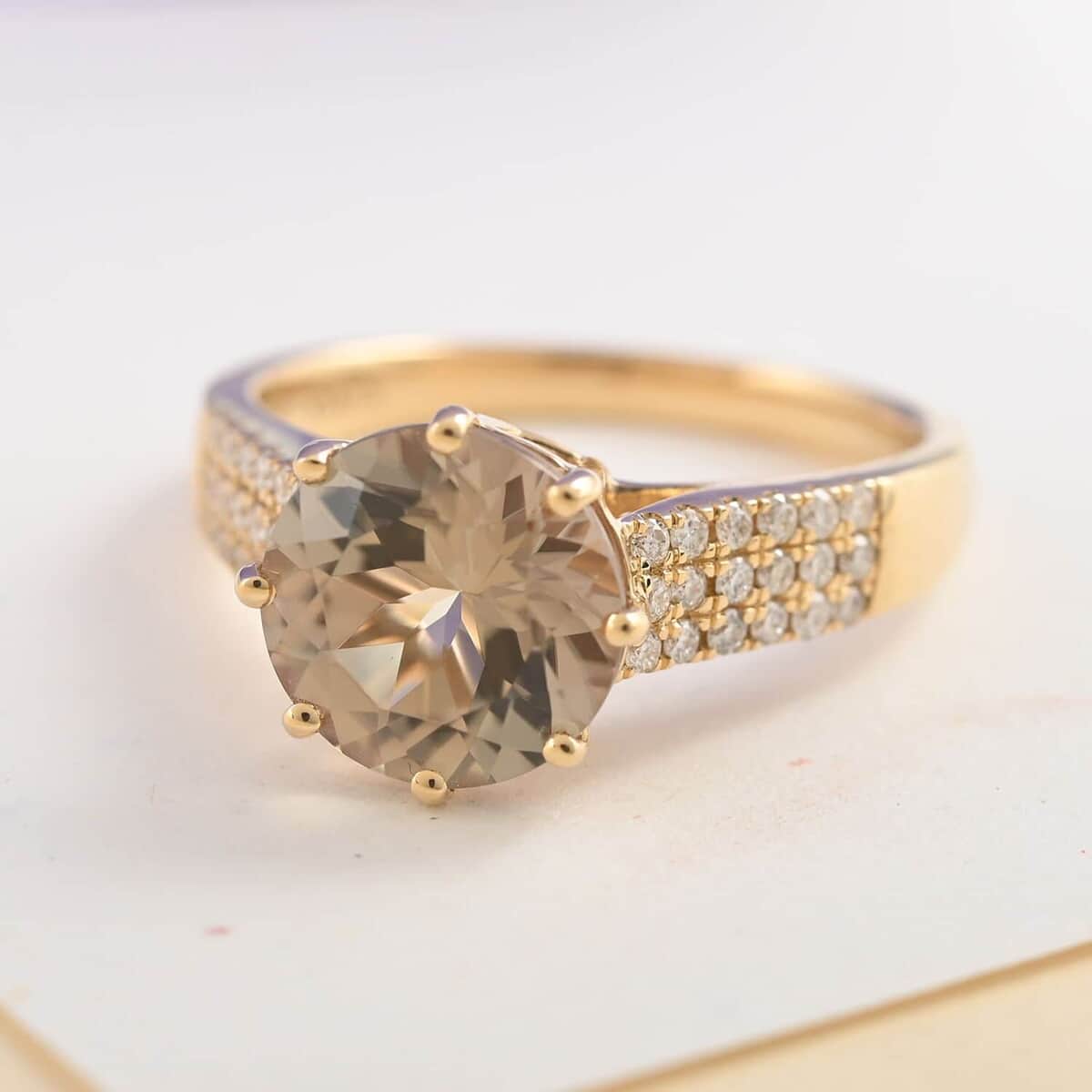 Certified & Appraised ILIANA 18K Yellow Gold AAA Turkizite and G-H SI Diamond Ring 5.50 Grams 3.30 ctw image number 1