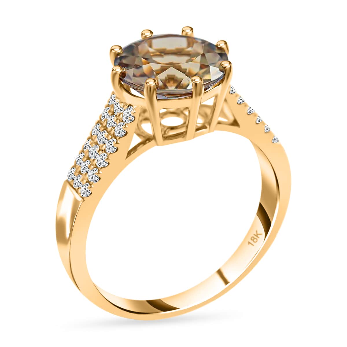 Certified & Appraised ILIANA 18K Yellow Gold AAA Turkizite and G-H SI Diamond Ring 5.50 Grams 3.30 ctw image number 3