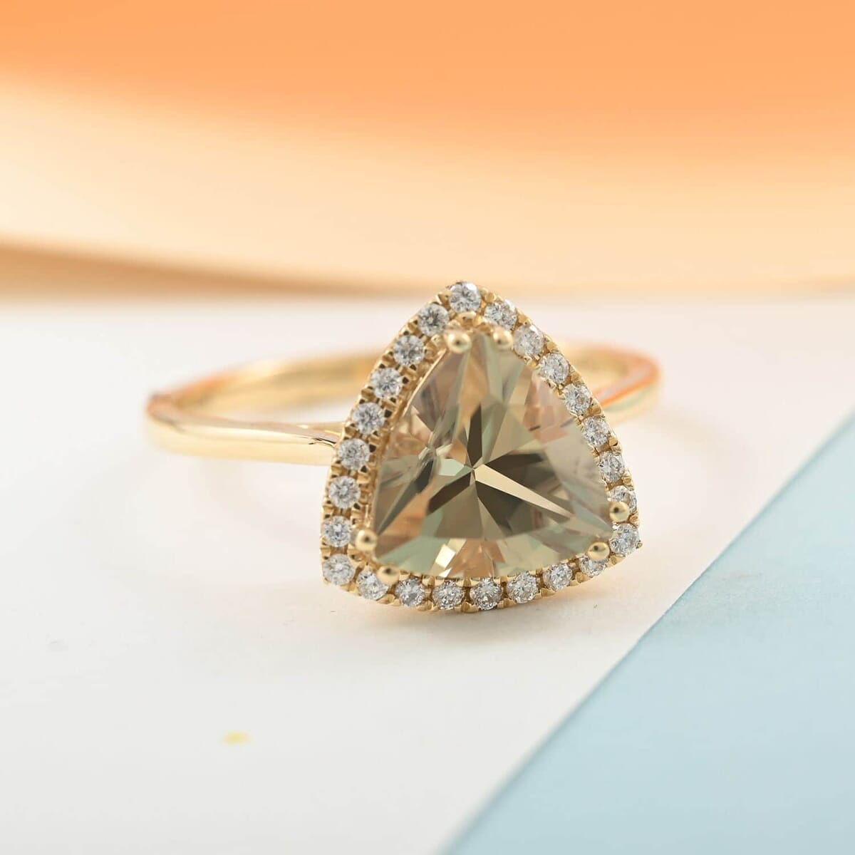 Certified & Appraised Iliana 18K Yellow Gold AAA Turkizite and G-H SI Diamond Ring (Size 8.0) 2.80 ctw image number 1