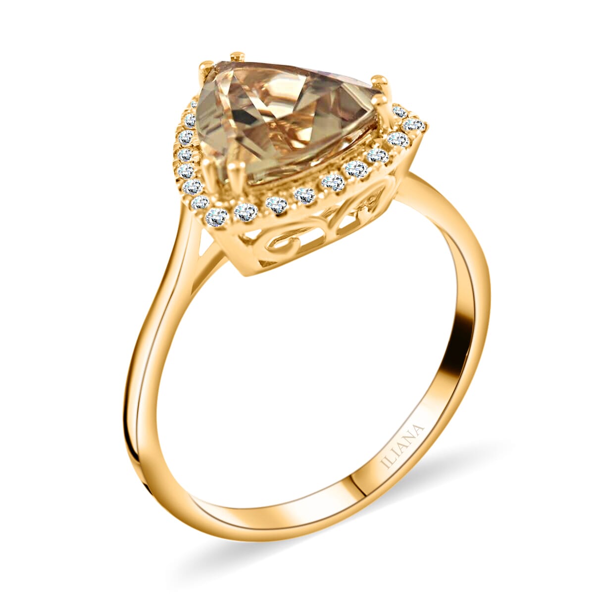 Certified & Appraised Iliana 18K Yellow Gold AAA Turkizite and G-H SI Diamond Ring (Size 8.0) 2.80 ctw image number 3