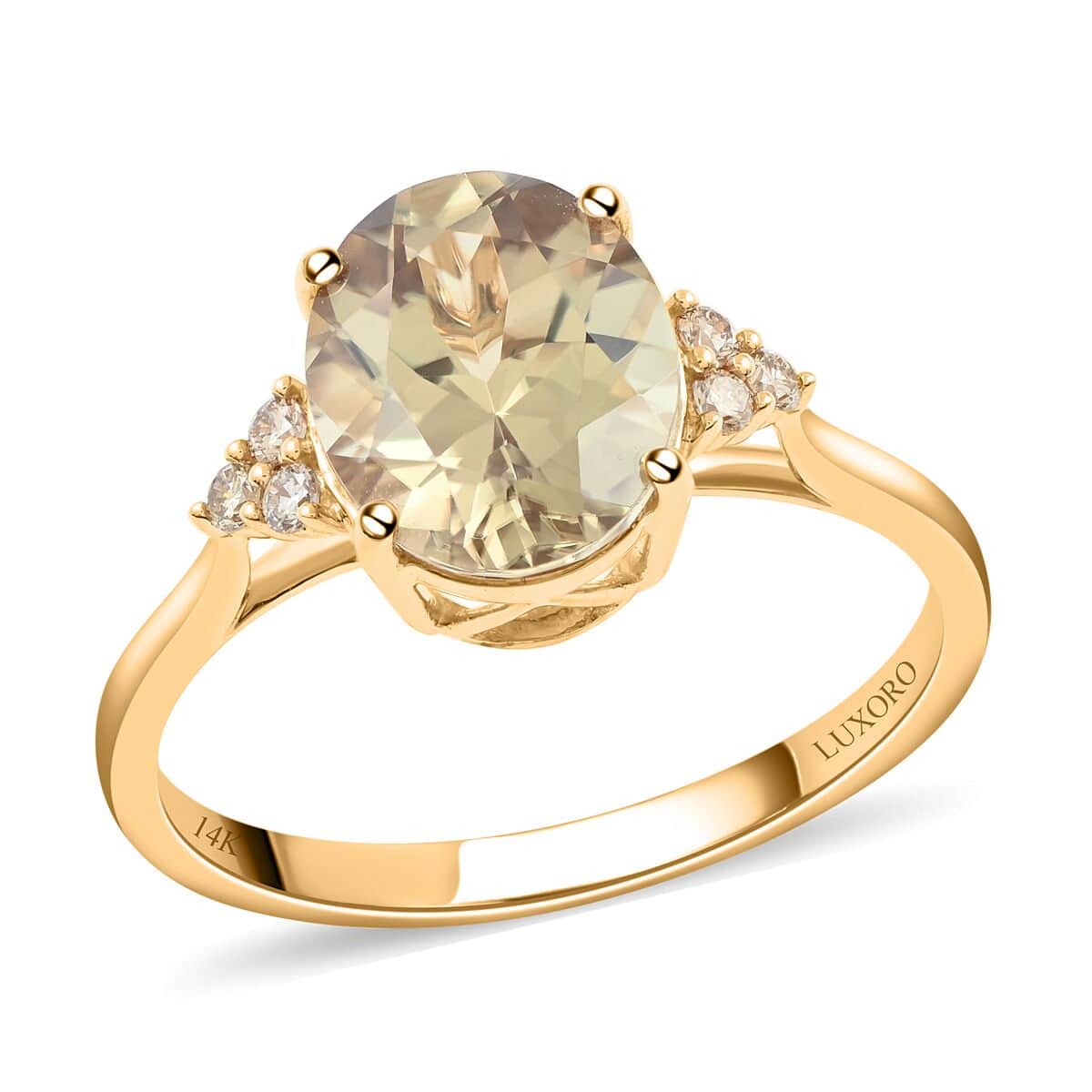 Certified and Appraised Luxoro 14K Yellow Gold AAA Turkizite and G-H I2 Diamond Ring (Size 6.0) 3.00 ctw image number 0