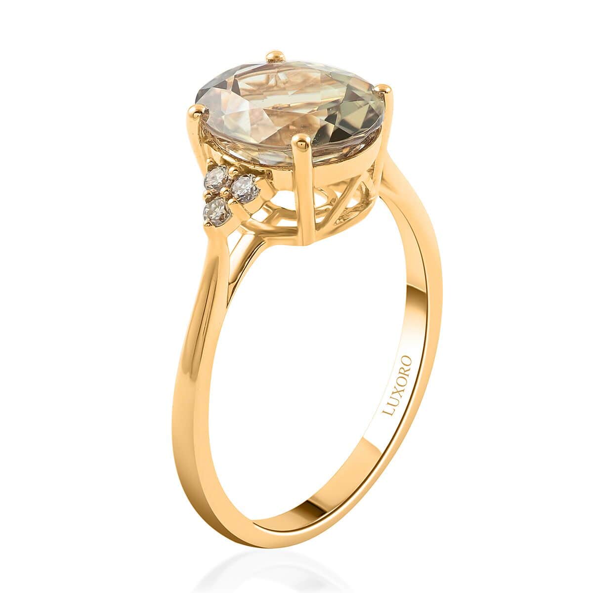 Certified and Appraised Luxoro 14K Yellow Gold AAA Turkizite and G-H I2 Diamond Ring (Size 6.0) 3.00 ctw image number 3