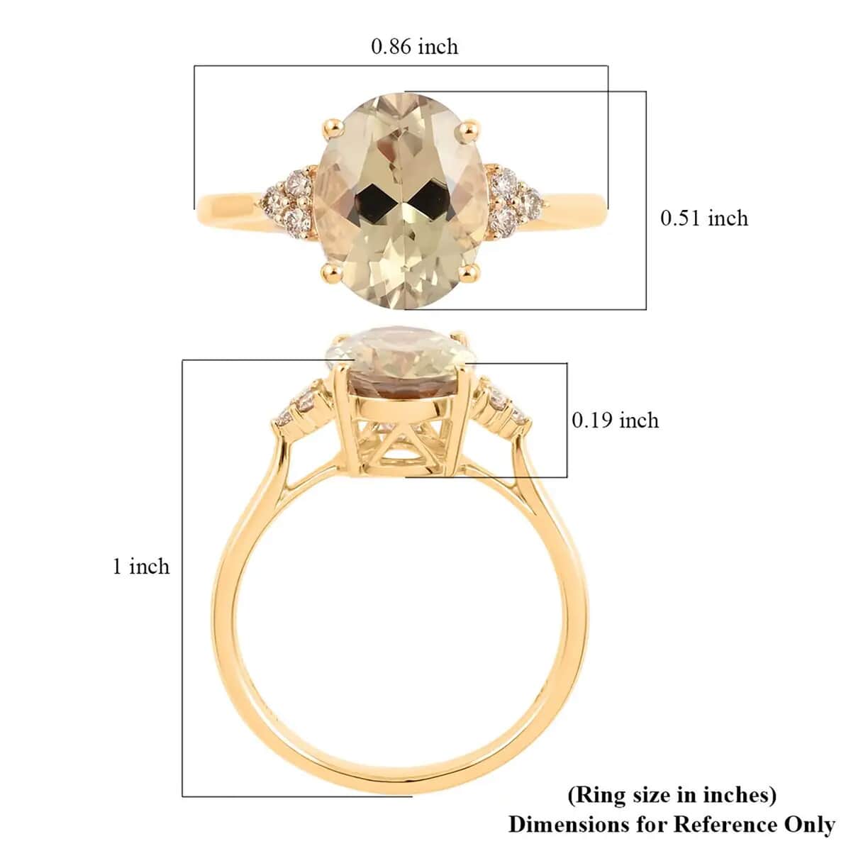 Certified and Appraised Luxoro 14K Yellow Gold AAA Turkizite and G-H I2 Diamond Ring (Size 6.0) 3.00 ctw image number 6