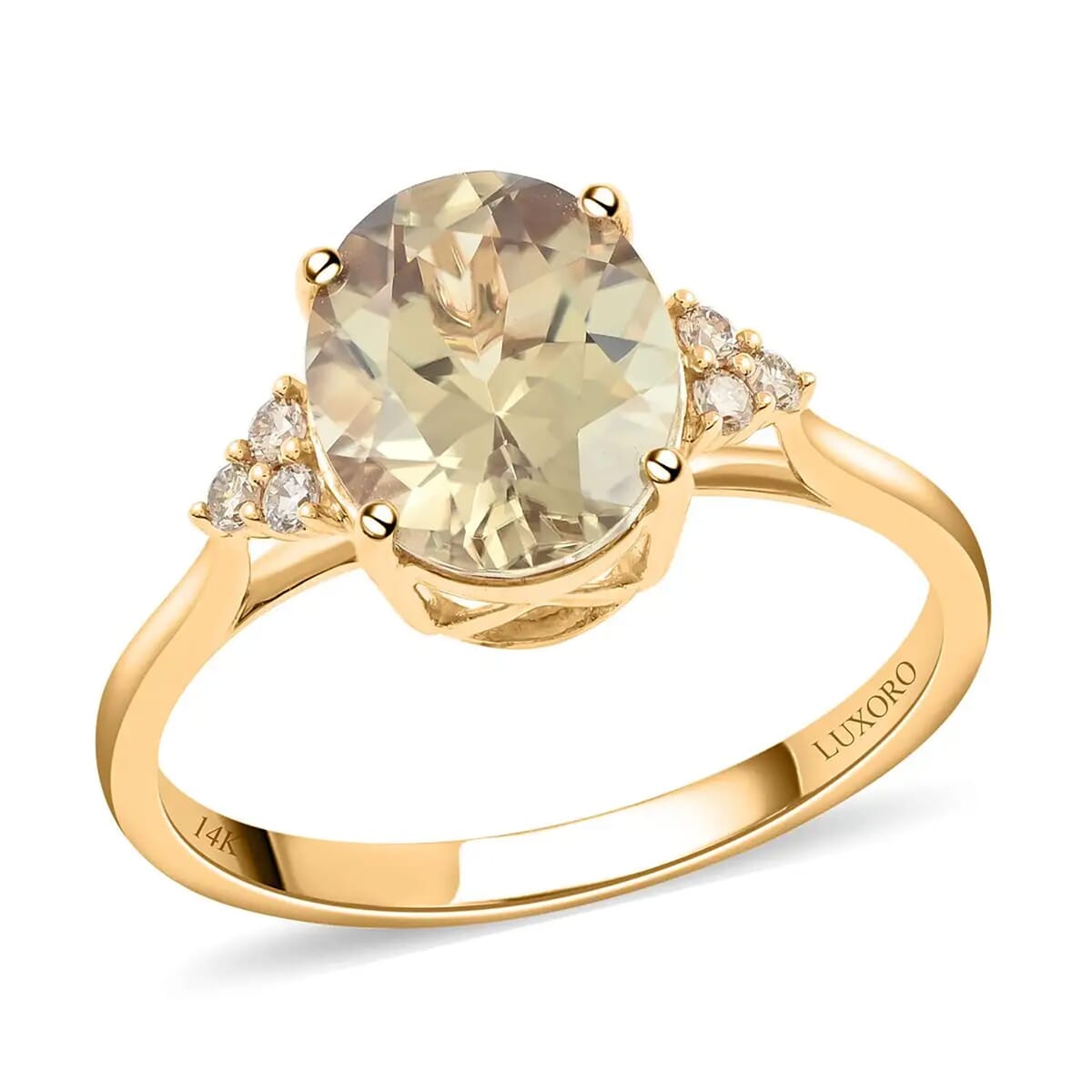 Certified and Appraised Luxoro 14K Yellow Gold AAA Turkizite and G-H I2 Diamond Ring (Size 8.0) 3.00 ctw image number 0