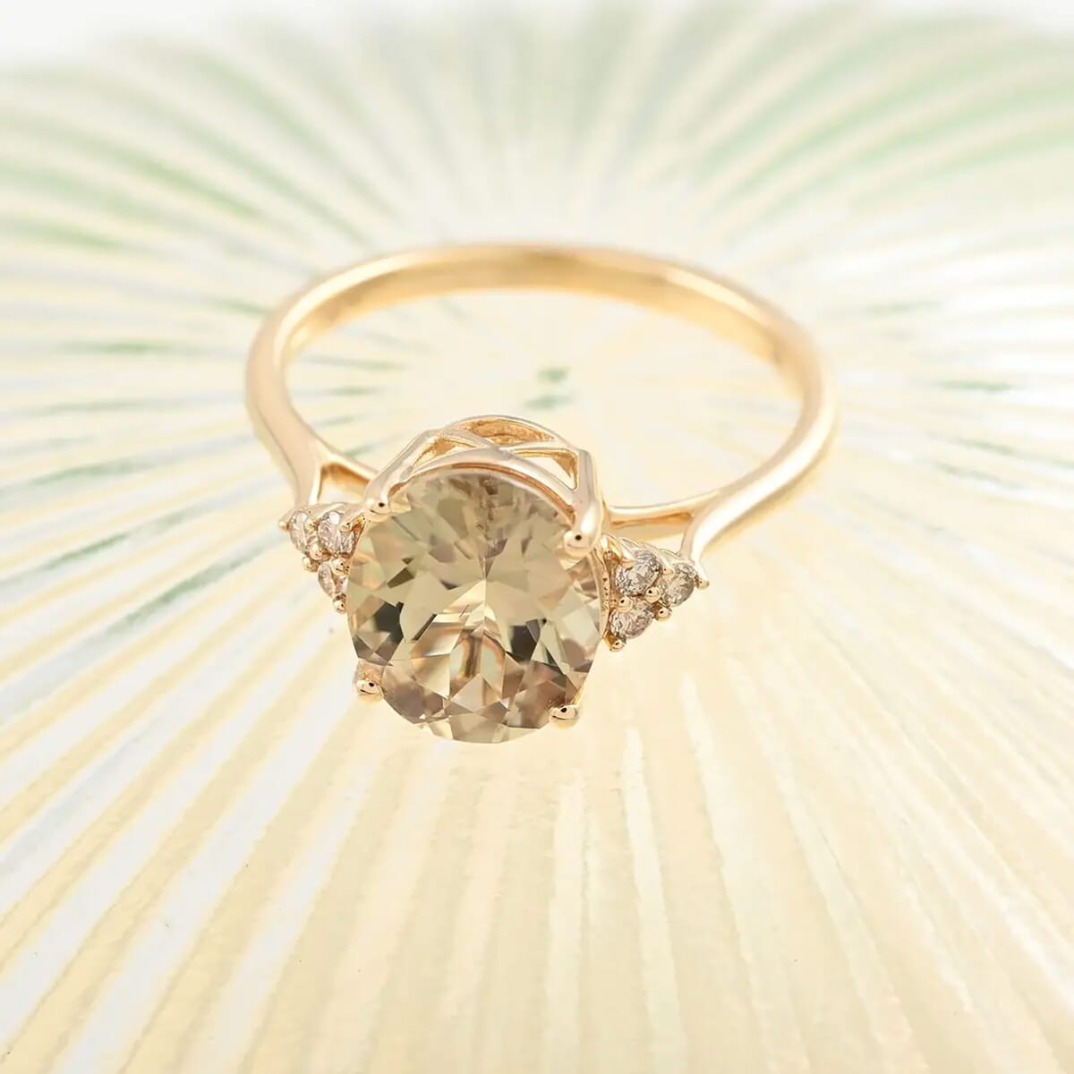 Certified and Appraised Luxoro 14K Yellow Gold AAA Turkizite and G-H I2 Diamond Ring (Size 10.0) 3.00 ctw image number 1