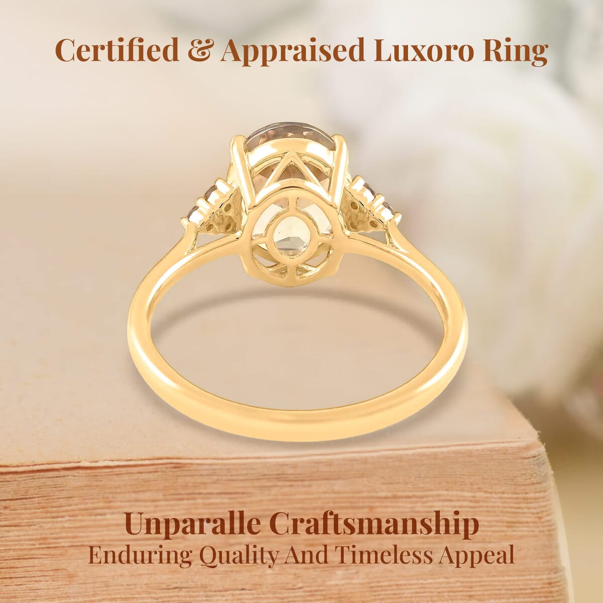 Certified and Appraised Luxoro 14K Yellow Gold AAA Turkizite and G-H I2 Diamond Ring (Size 10.0) 3.00 ctw image number 3