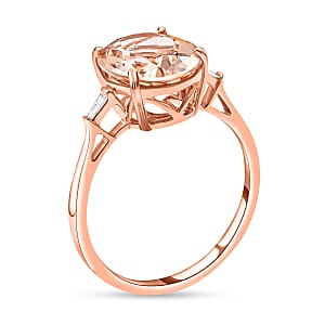 Luxoro 14K Rose Gold AAA Marropino Morganite and G-H I2 Diamond Ring (Size 7.0) 3.00 ctw