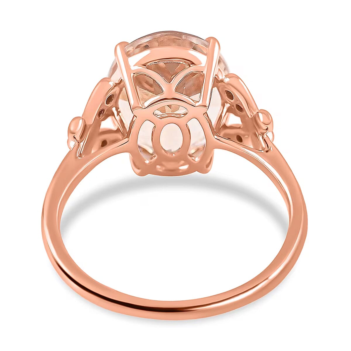 Luxoro 14K Rose Gold AAA Marropino Morganite and G-H I2 Diamond Ring (Size 7.0) 4.40 ctw image number 6