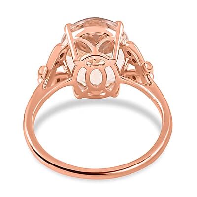 Certified and Appraised Luxoro 14K Rose Gold AAA Marropino Morganite and G-H I2 Diamond Ring (Size 8.0) 4.40 ctw