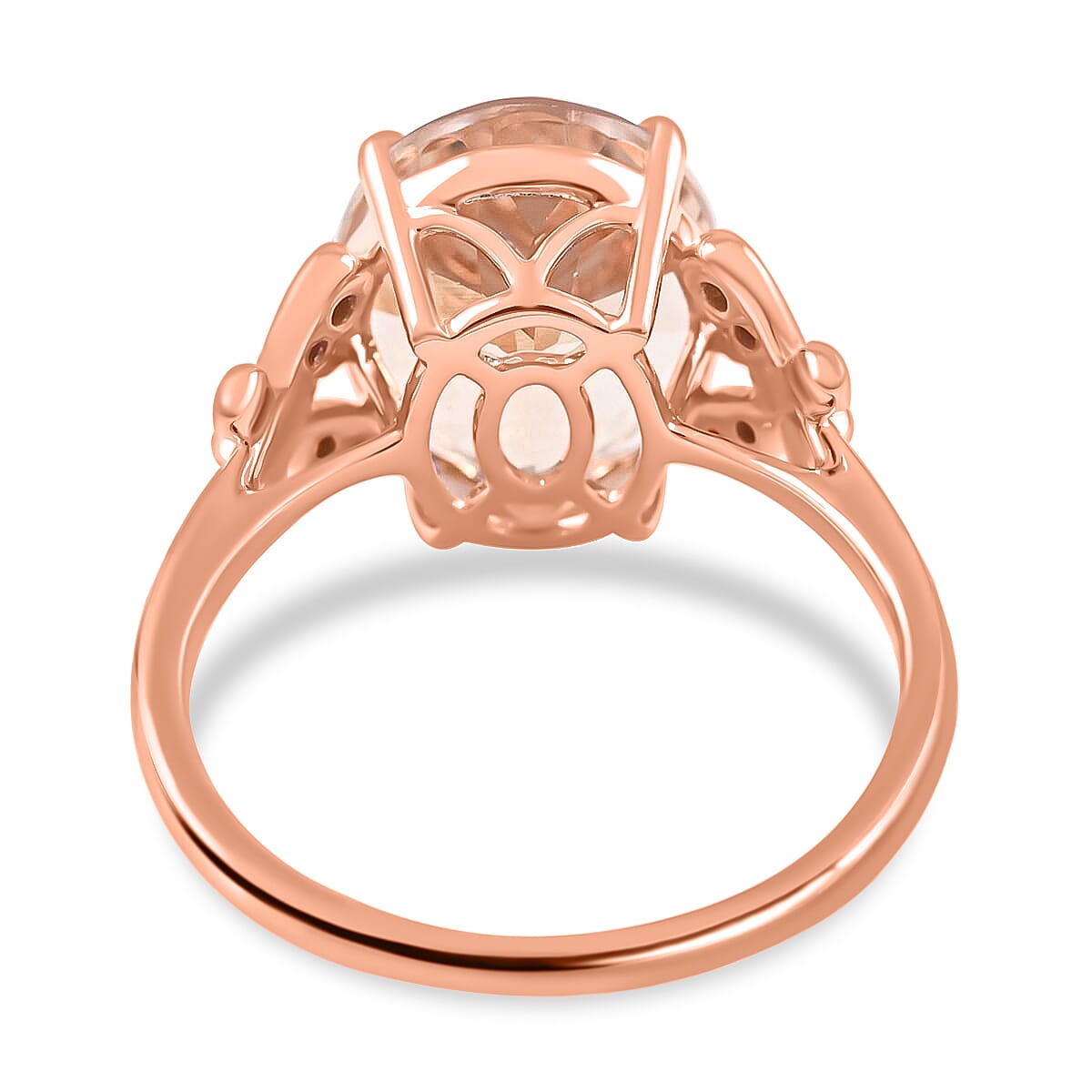 Luxoro 14K Rose Gold AAA Marropino Morganite and G-H I2 Diamond Ring (Size 9.0) 4.40 ctw image number 4