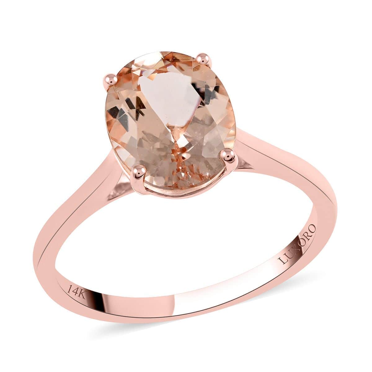 Luxoro 14K Rose Gold AAA Marropino Morganite Ring (Size 6.0) 2.60 ctw image number 0