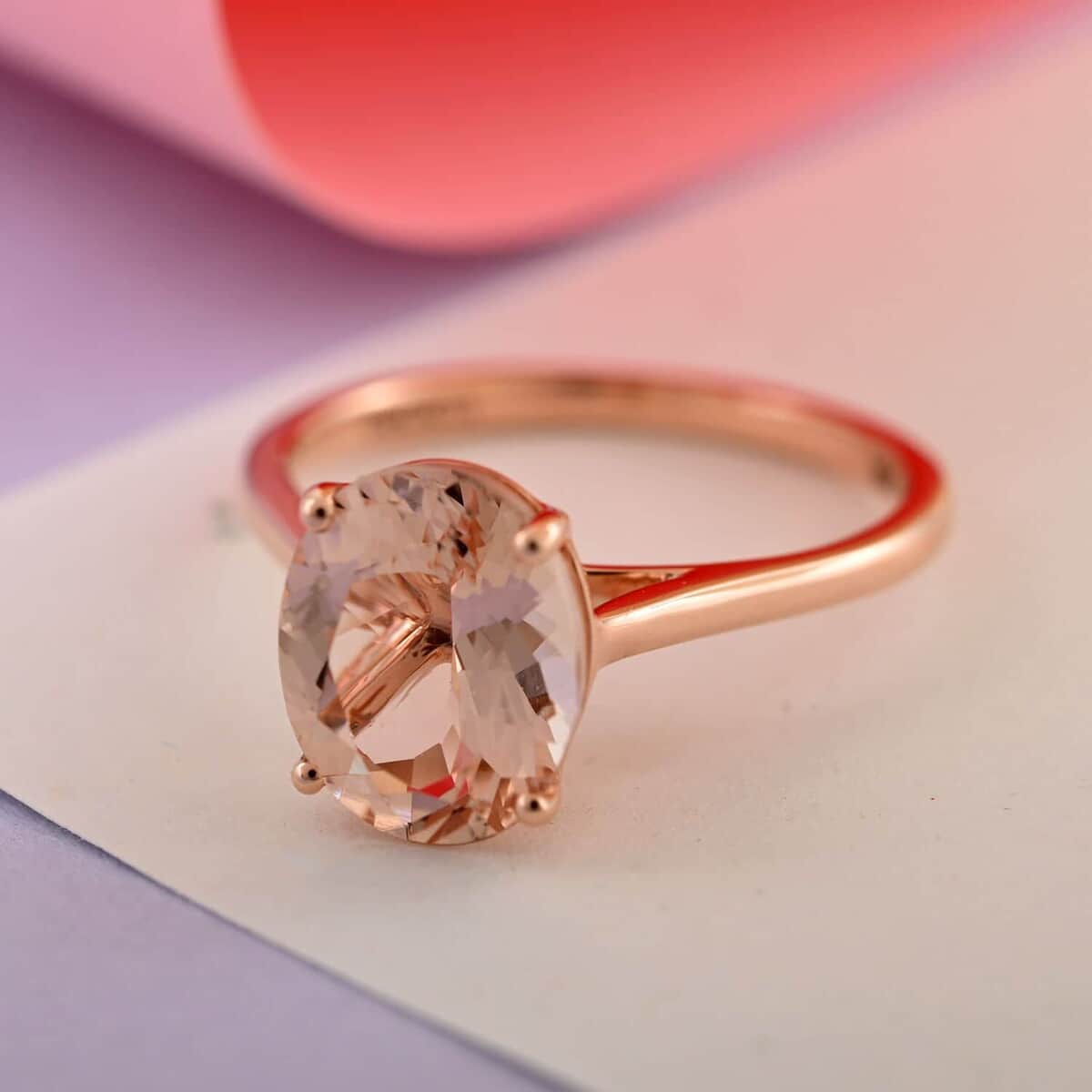 Luxoro 14K Rose Gold AAA Marropino Morganite Ring (Size 6.0) 2.60 ctw image number 1