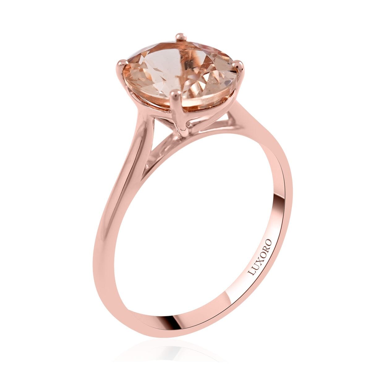 Luxoro 14K Rose Gold AAA Marropino Morganite Ring (Size 8.0) 2.60 ctw image number 3