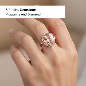 Certified Iliana 18K Rose Gold AAA Marropino Morganite and G-H SI Diamond Ring (Size 6.0) 8.60 ctw