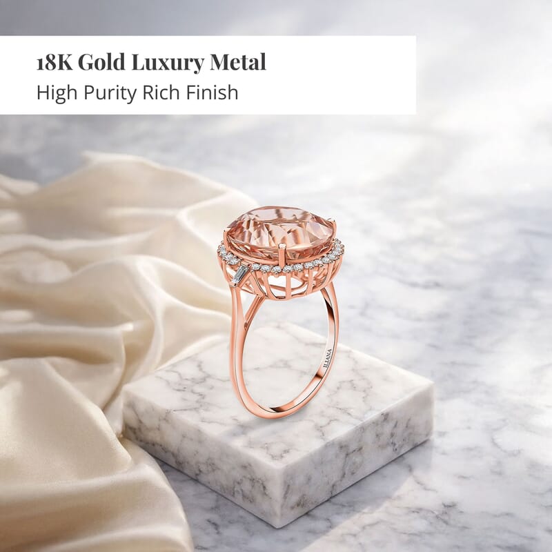 Certified and Appraised Iliana 18K Rose Gold AAA Marropino Morganite and G-H SI Diamond Ring (Size 6.0) 8.60 ctw