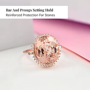 Certified Iliana 18K Rose Gold AAA Marropino Morganite and G-H SI Diamond Ring (Size 6.0) 8.60 ctw