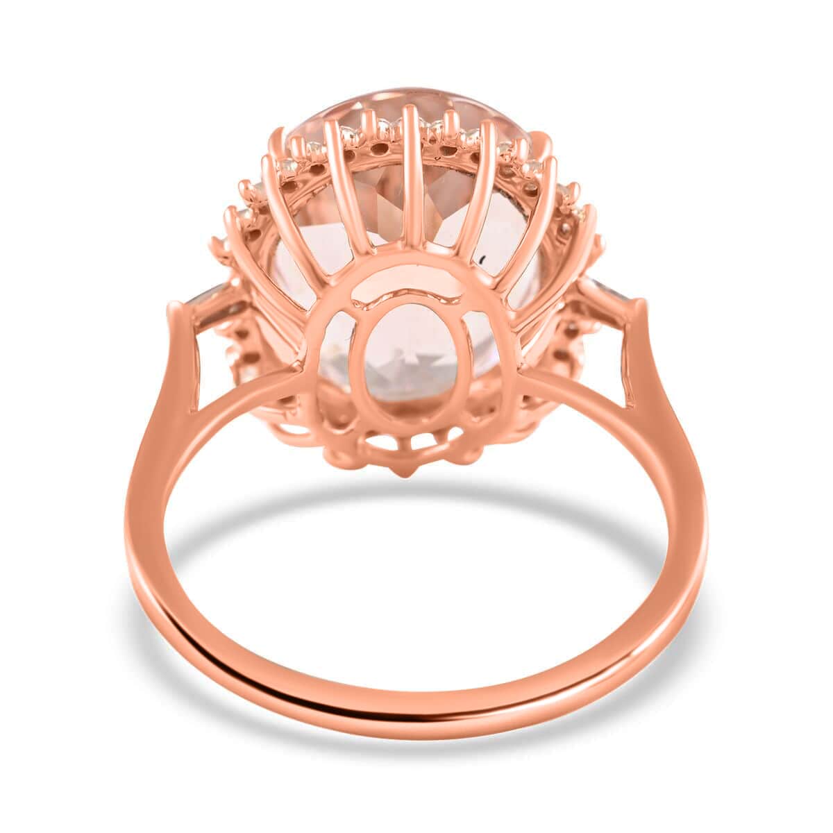 Doorbuster Certified & Appraised ILIANA 18K Rose Gold AAA Marropino Morganite and G-H SI Diamond Ring 3.45 Grams 8.60 ctw image number 4