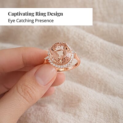 Certified and Appraised Iliana 18K Rose Gold AAA Marropino Morganite and G-H SI Diamond Ring (Size 6.0) 8.60 ctw