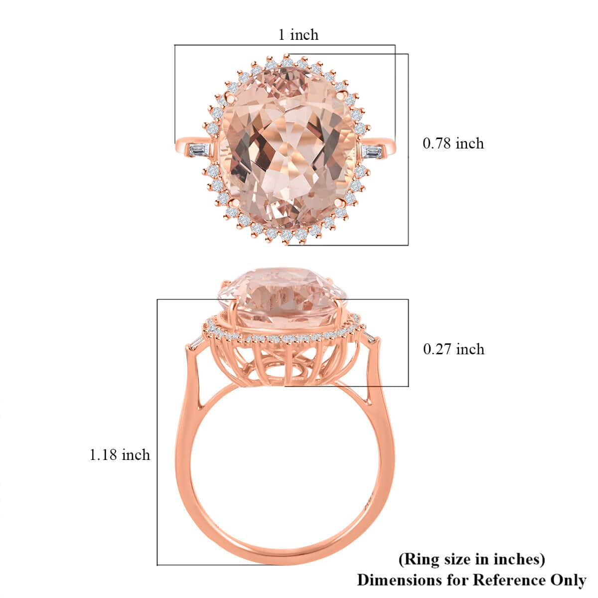 Doorbuster Certified & Appraised ILIANA 18K Rose Gold AAA Marropino Morganite and G-H SI Diamond Ring 3.45 Grams 8.60 ctw image number 5