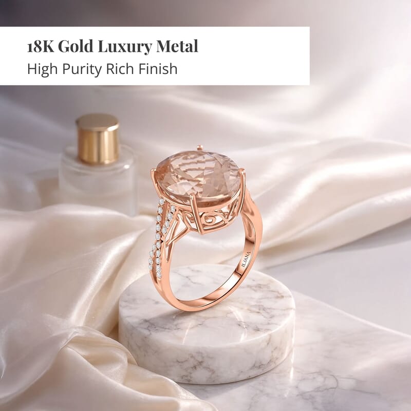Certified and Appraised Iliana 18K Rose Gold AAA Marropino Morganite and G-H SI Diamond Ring (Size 6.0) 4.10 Grams 9.00 ctw