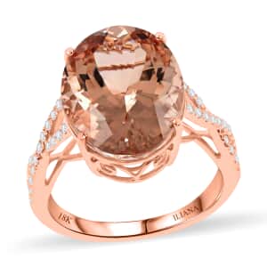 Certified Iliana 18K Rose Gold AAA Marropino Morganite and G-H SI Diamond Ring (Size 7.0) 4.10 Grams 9.00 ctw