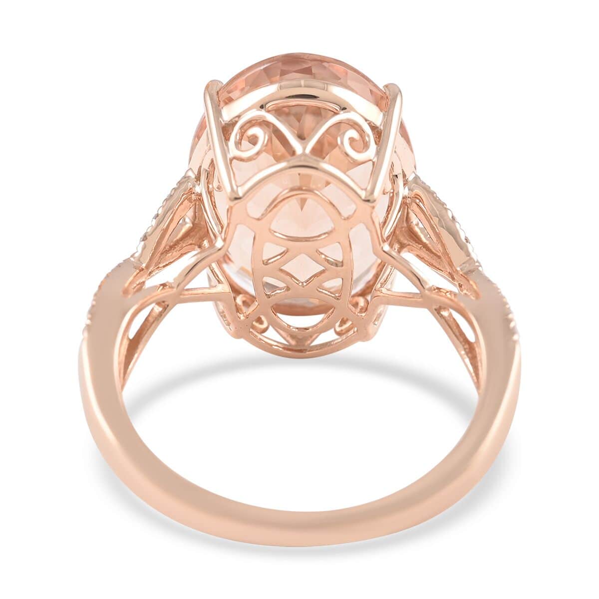 Certified Iliana 18K Rose Gold AAA Marropino Morganite and G-H SI Diamond Ring (Size 7.0) 4.10 Grams 9.00 ctw image number 4