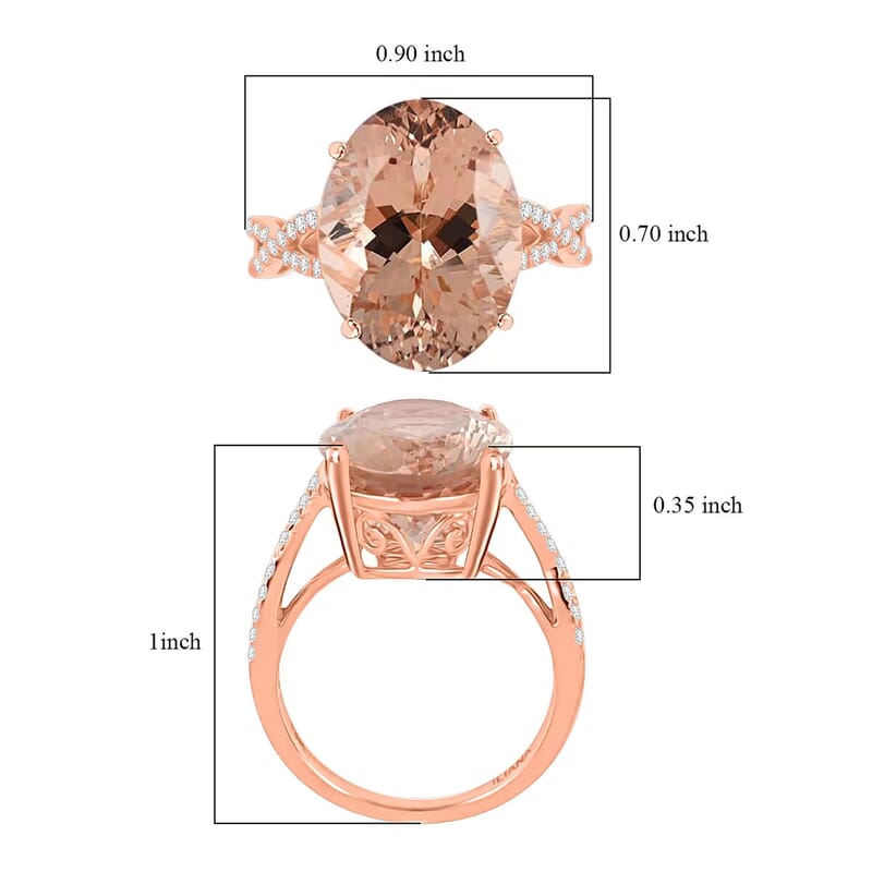 Certified and Appraised Iliana 18K Rose Gold AAA Marropino Morganite and G-H SI Diamond Ring (Size 7.0) 4.10 Grams 9.00 ctw