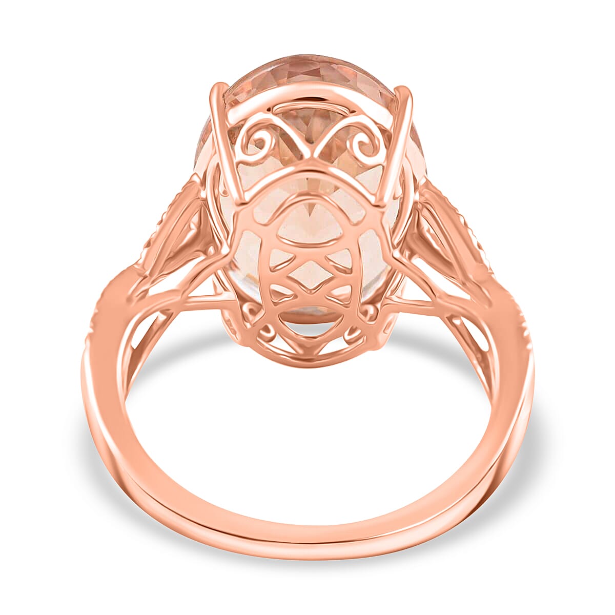 Certified  Iliana 18K Rose Gold AAA Marropino Morganite and G-H SI Diamond Ring (Size 8.0) 4.10 Grams 9.00 ctw image number 4