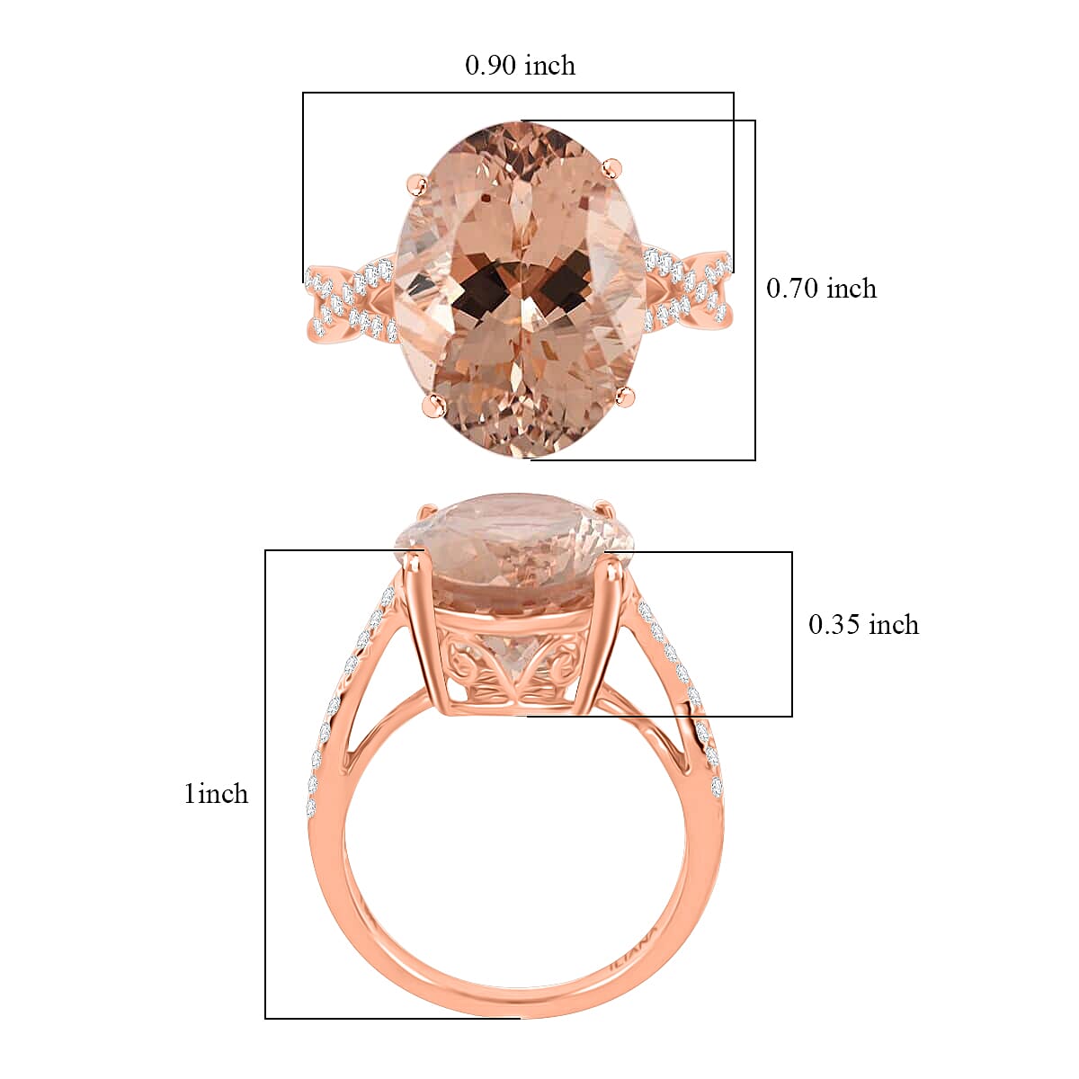 Certified  Iliana 18K Rose Gold AAA Marropino Morganite and G-H SI Diamond Ring (Size 8.0) 4.10 Grams 9.00 ctw image number 5