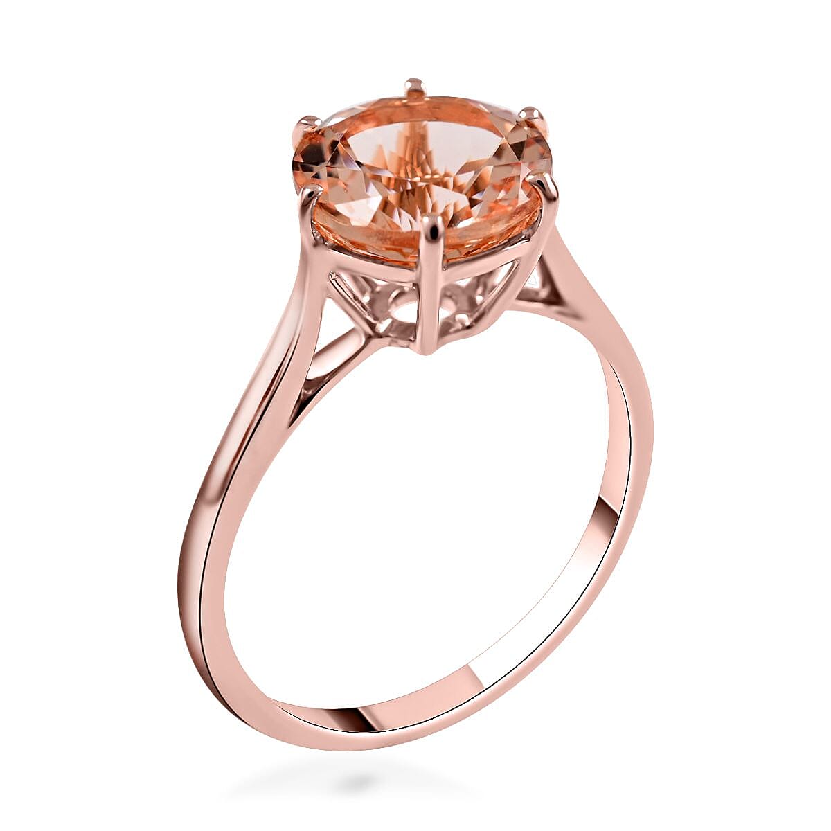 Luxoro 14K Rose Gold AAA Marropino Morganite Solitaire Ring (Size 8.0) 2.65 ctw image number 3