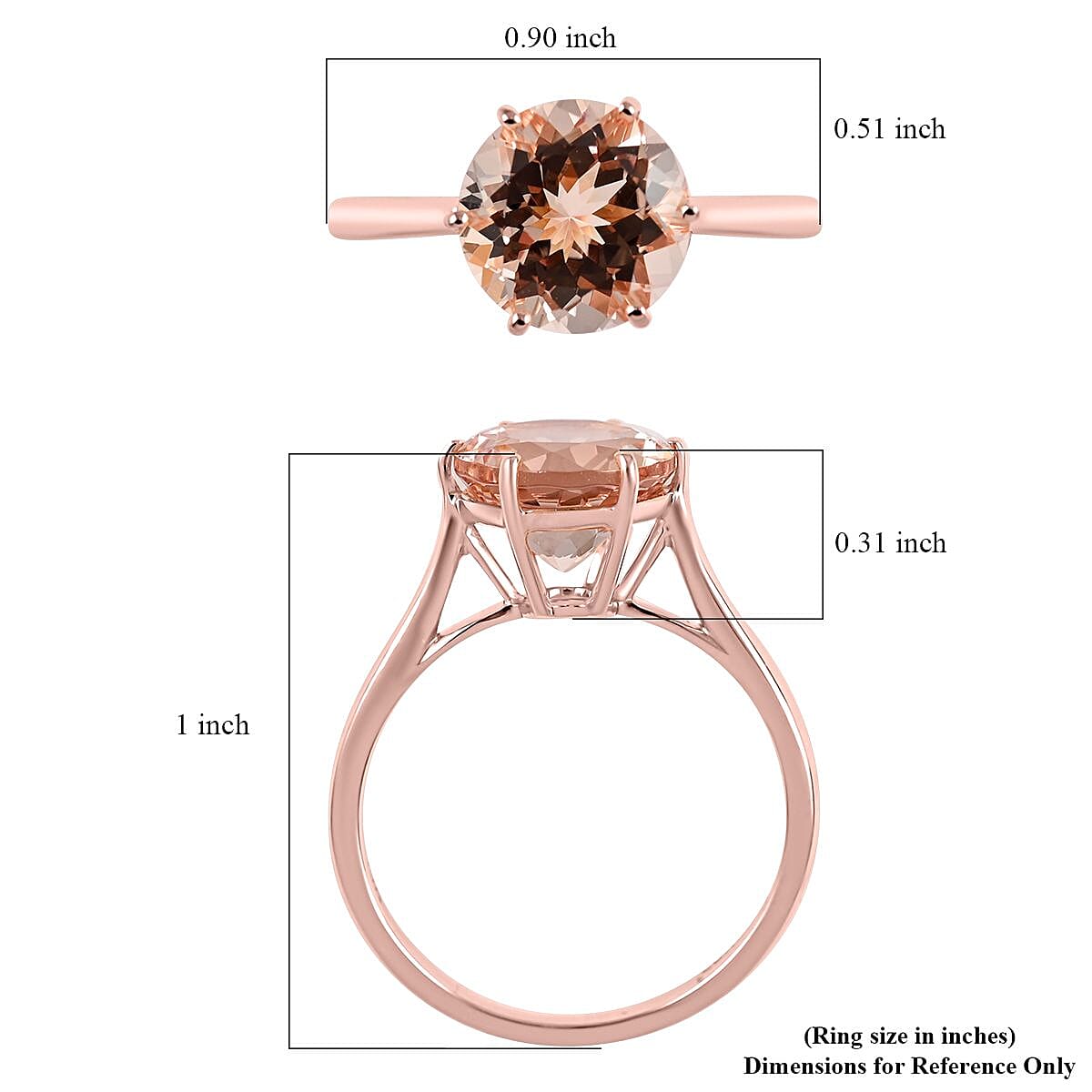 Luxoro 14K Rose Gold AAA Marropino Morganite Solitaire Ring (Size 8.0) 2.65 ctw image number 5