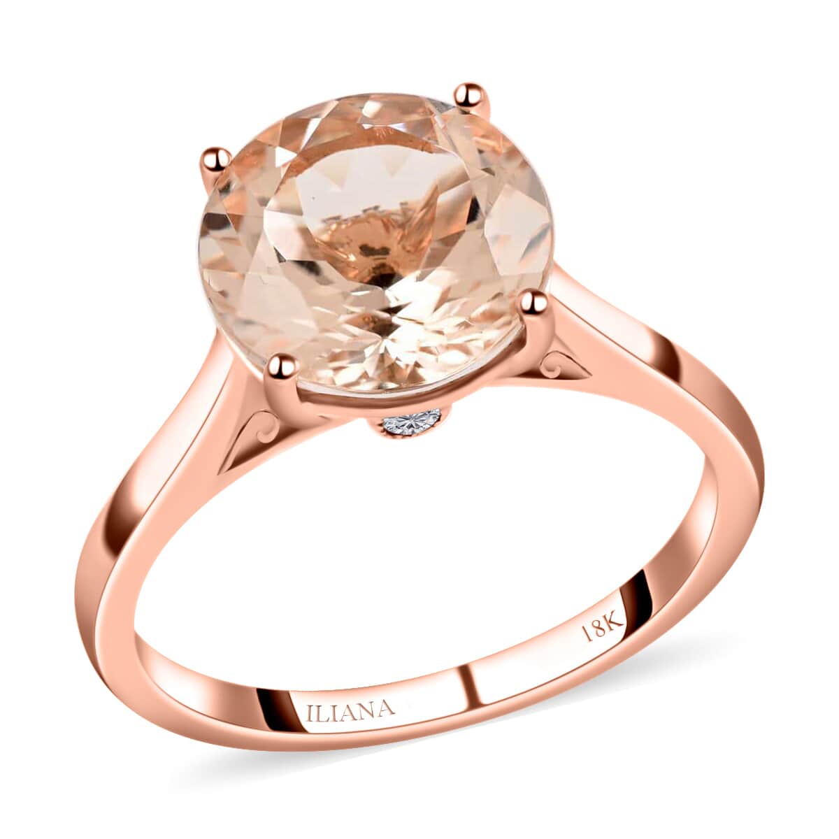 Certified Iliana 18K Rose Gold AAA Marropino Morganite and G-H SI Diamond Ring (Size 6.0) 3.60 ctw image number 0