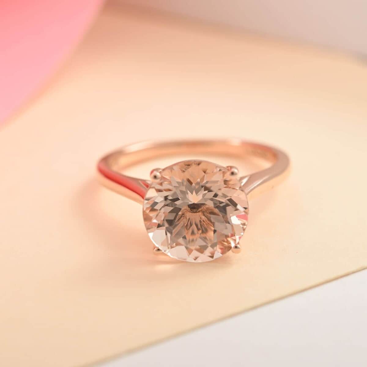 Certified Iliana 18K Rose Gold AAA Marropino Morganite and G-H SI Diamond Ring (Size 6.0) 3.60 ctw image number 1
