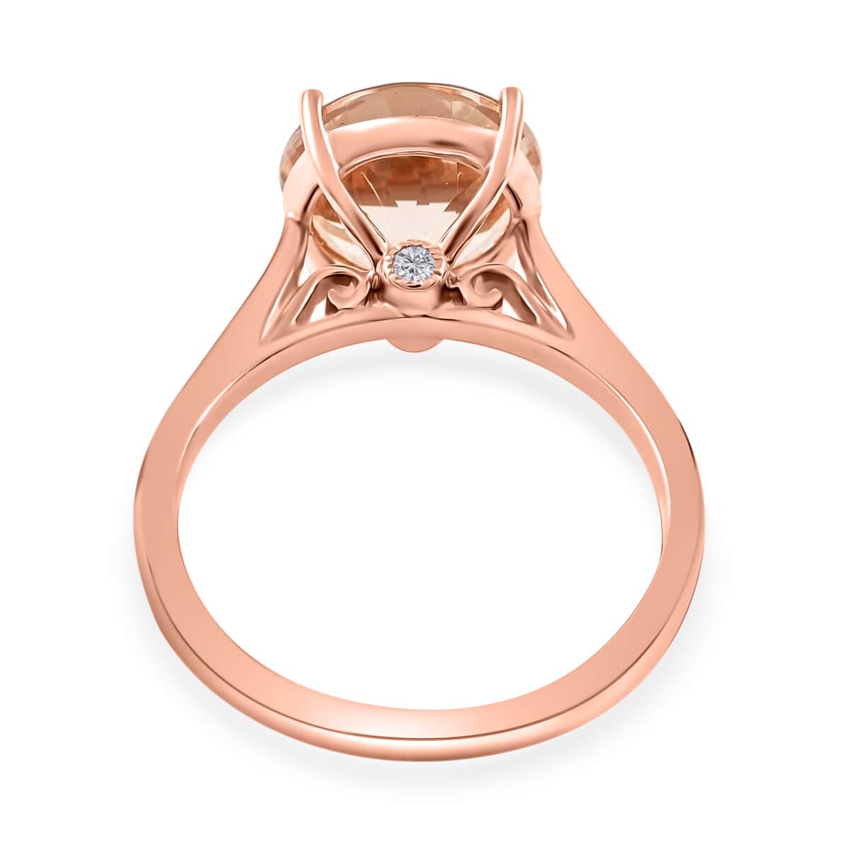 Certified & Appraised ILIANA 18K Rose Gold AAA Marropino Morganite and G-H SI Diamond Ring 3.30 Grams 3.60 ctw image number 4