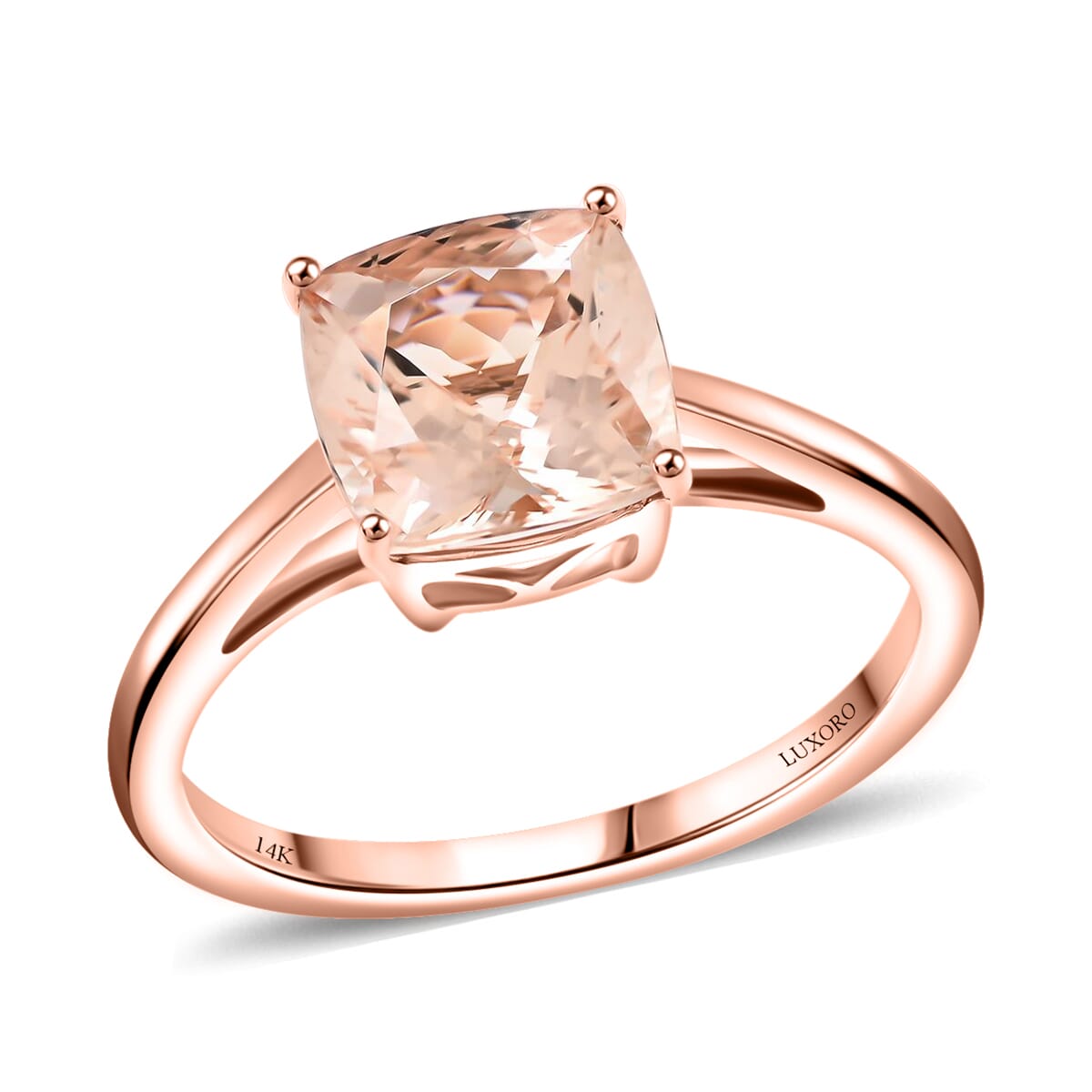 LUXORO 14K Rose Gold AAA Marropino Morganite Solitaire Ring 2.30 Grams 2.25 ctw image number 0