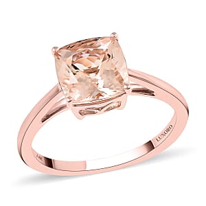 Luxoro 14K Rose Gold AAA Marropino Morganite Solitaire Ring (Size 7.0) 2.25 ctw