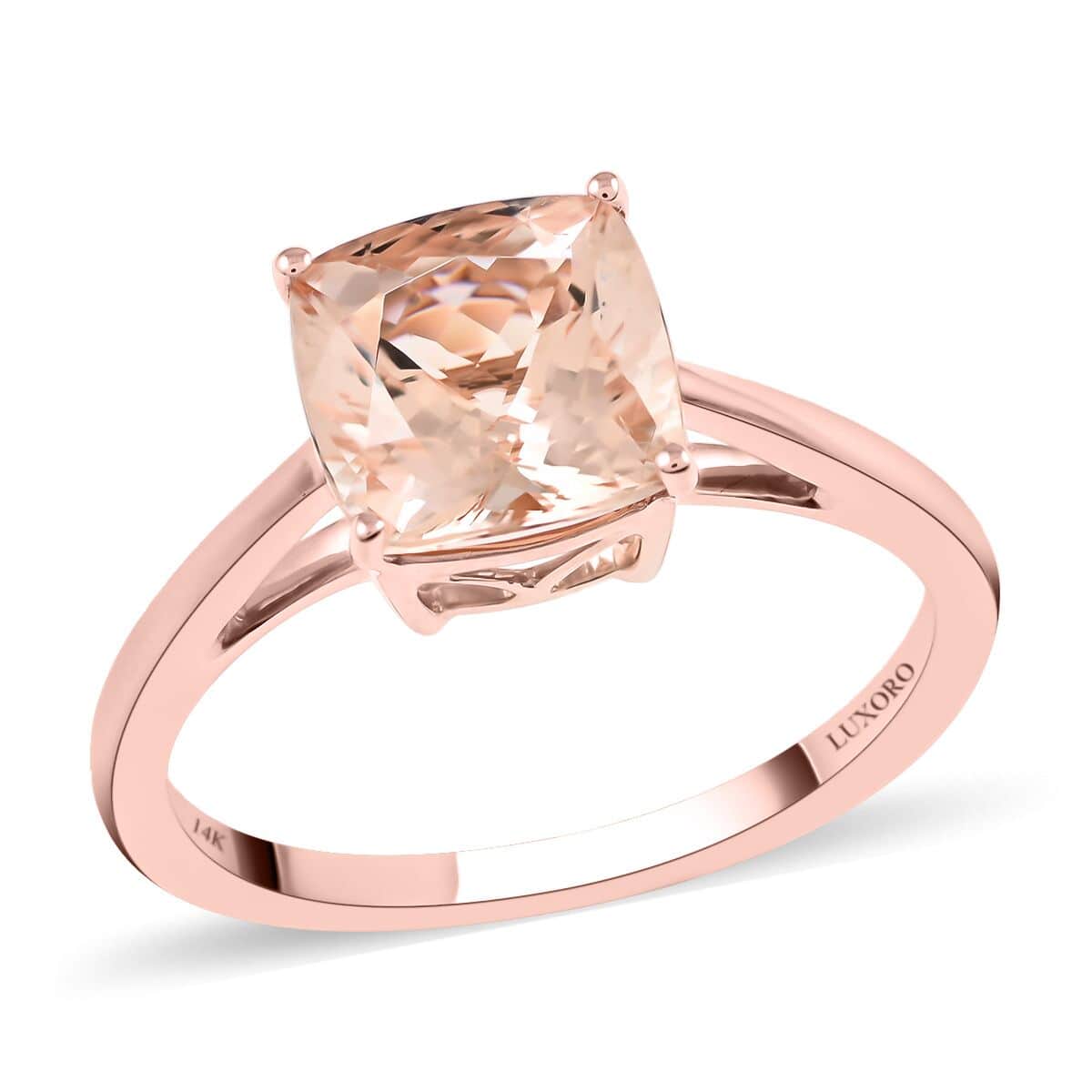 Luxoro 14K Rose Gold AAA Marropino Morganite Solitaire Ring (Size 8.0) 2.25 ctw image number 0