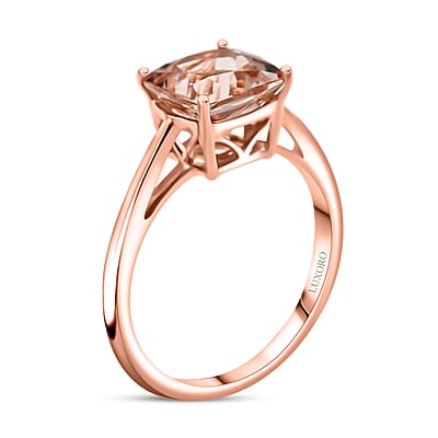 Luxoro 14K Rose Gold AAA Marropino Morganite Solitaire Ring (Size 9.0) 2.25 ctw