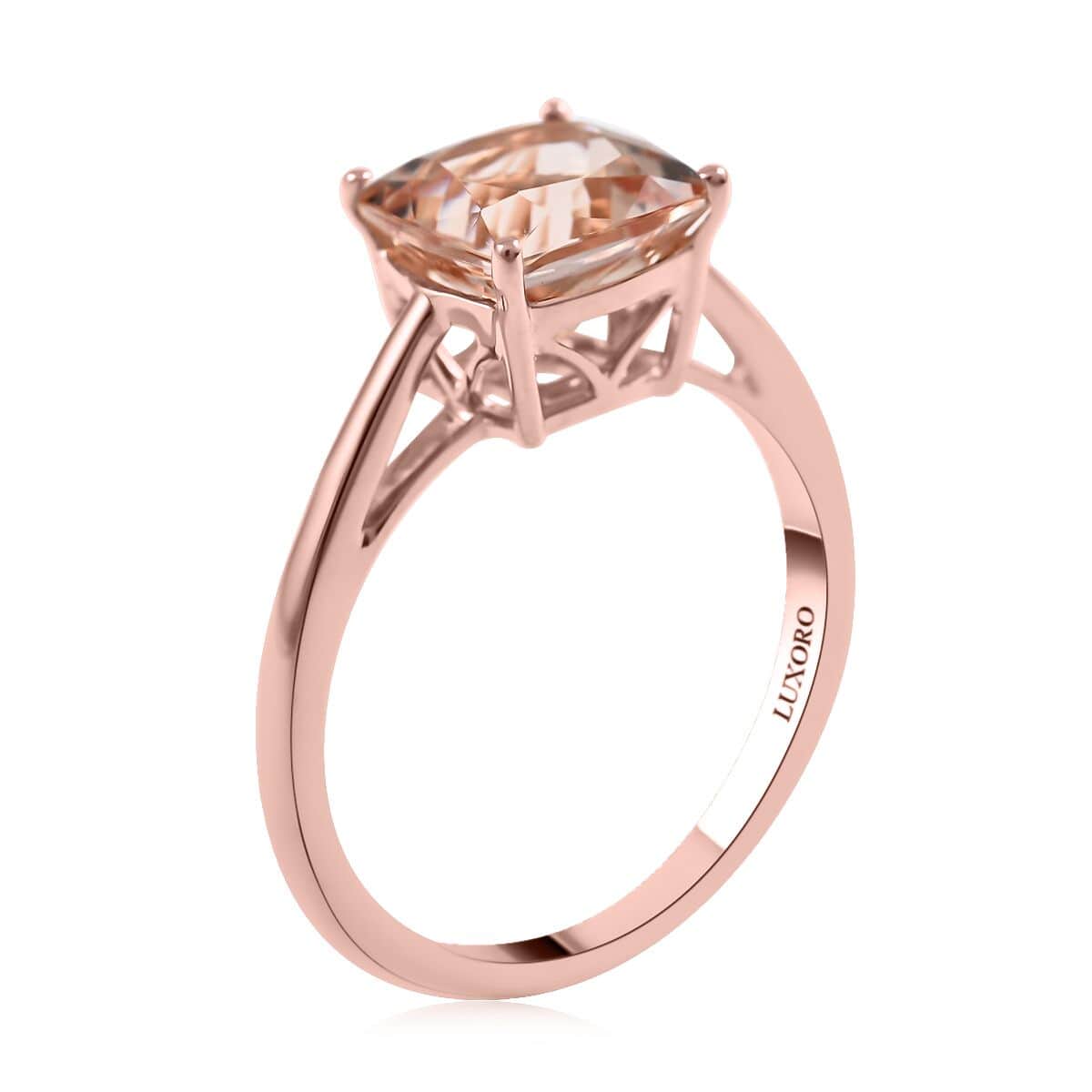 Luxoro 14K Rose Gold AAA Marropino Morganite Solitaire Ring (Size 10.0) 2.25 ctw image number 3