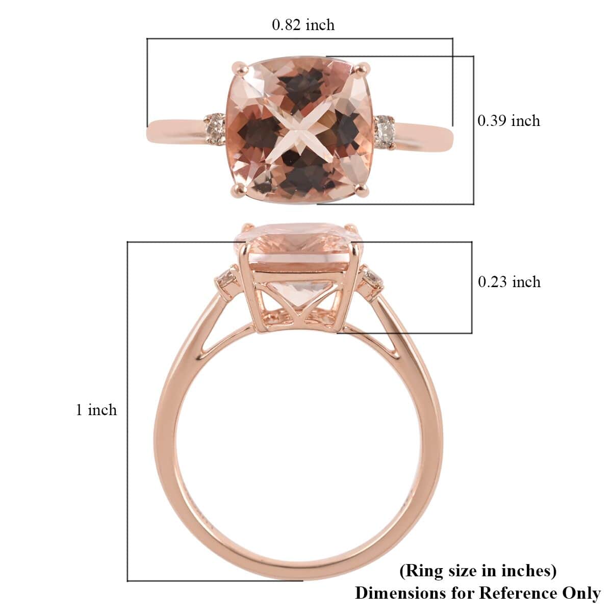 Doorbuster LUXORO 14K Rose Gold AAA Marropino Morganite and G-H I2 Diamond Ring 2.10 Grams 3.00 ctw image number 5