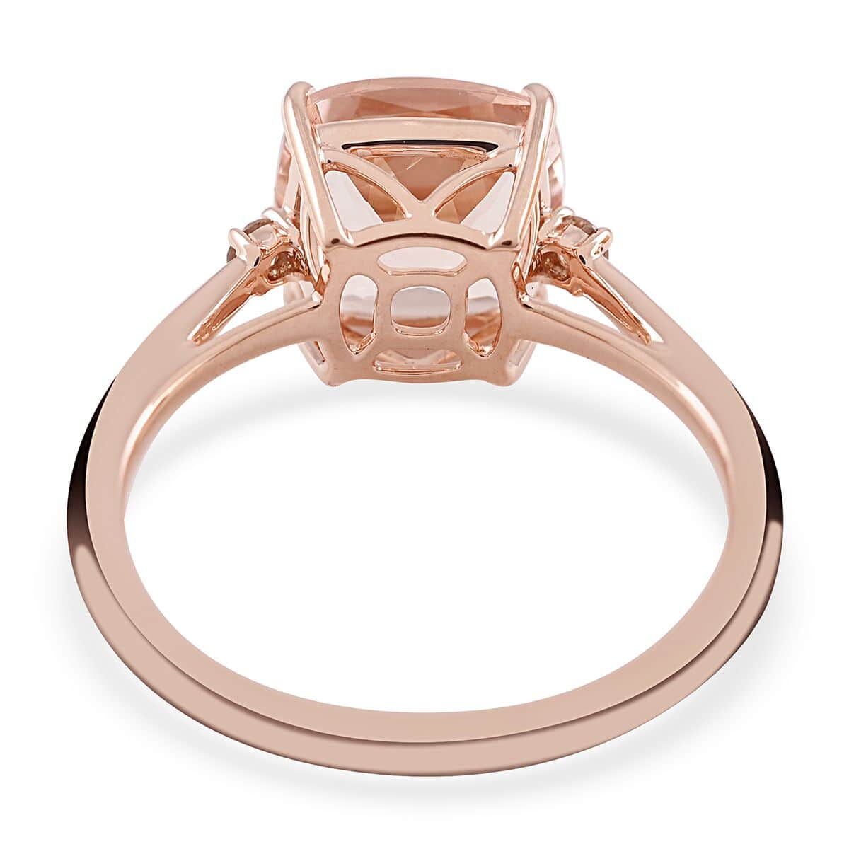 Luxoro 14K Rose Gold AAA Marropino Morganite and G-H I2 Diamond Ring (Size 10.0) 3.00 ctw image number 4