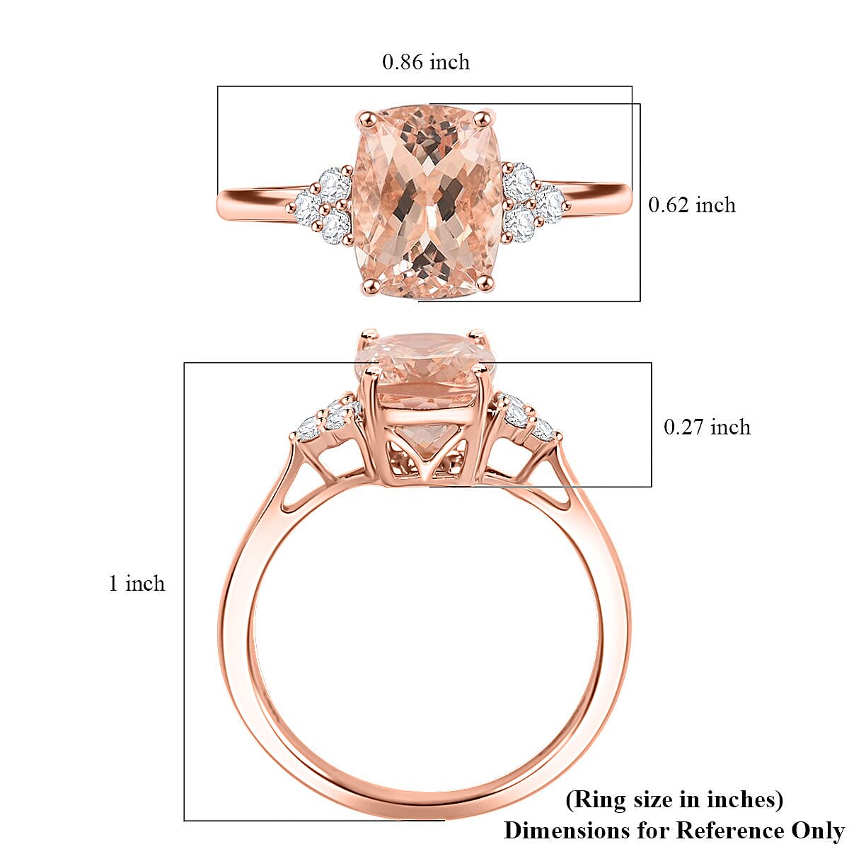 Luxoro 14K Rose Gold AAA Marropino Morganite and G-H I2 Diamond Ring (Size 6.0) 2.30 ctw