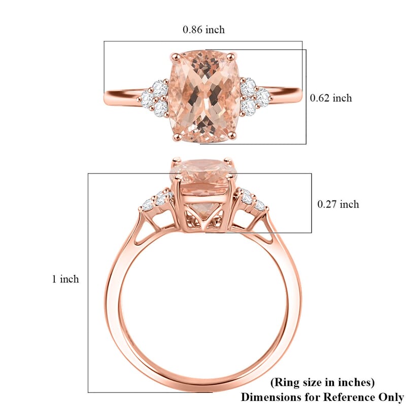 Luxoro 14K Rose Gold AAA Marropino Morganite and G-H I2 Diamond Ring (Size 6.0) 2.30 ctw