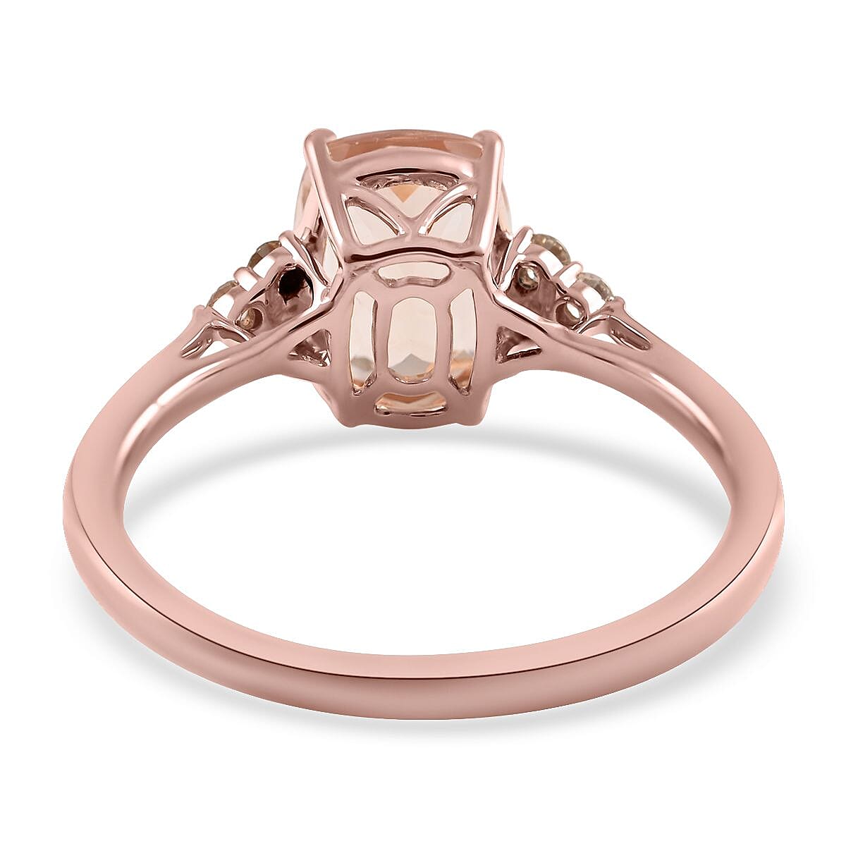 Luxoro 14K Rose Gold AAA Marropino Morganite and G-H I2 Diamond Ring (Size 9.0) 2.30 ctw image number 4