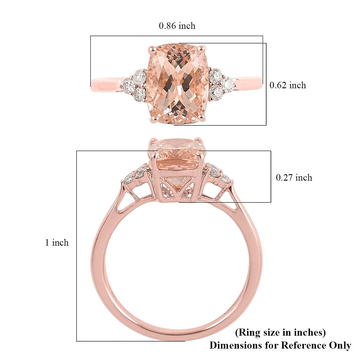 Luxoro 14K Rose Gold AAA Marropino Morganite and G-H I2 Diamond Ring (Size 9.0) 2.30 ctw image number 5