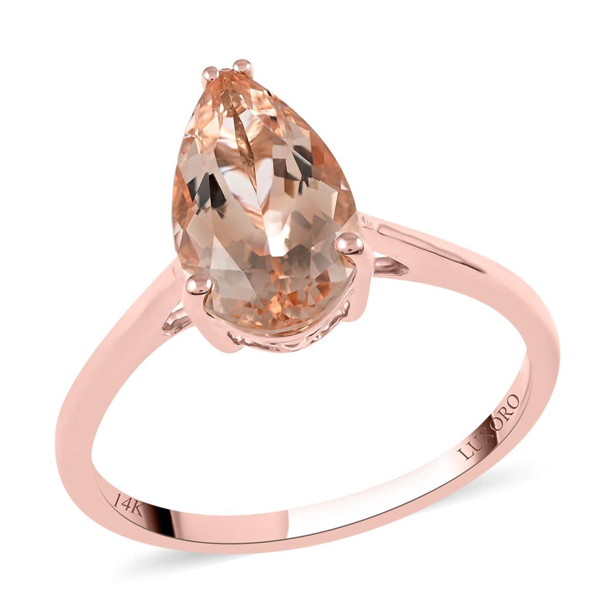 Luxoro 14K Rose Gold AAA Marropino Morganite Solitaire Ring (Size 6.0) 2.15 ctw image number 0