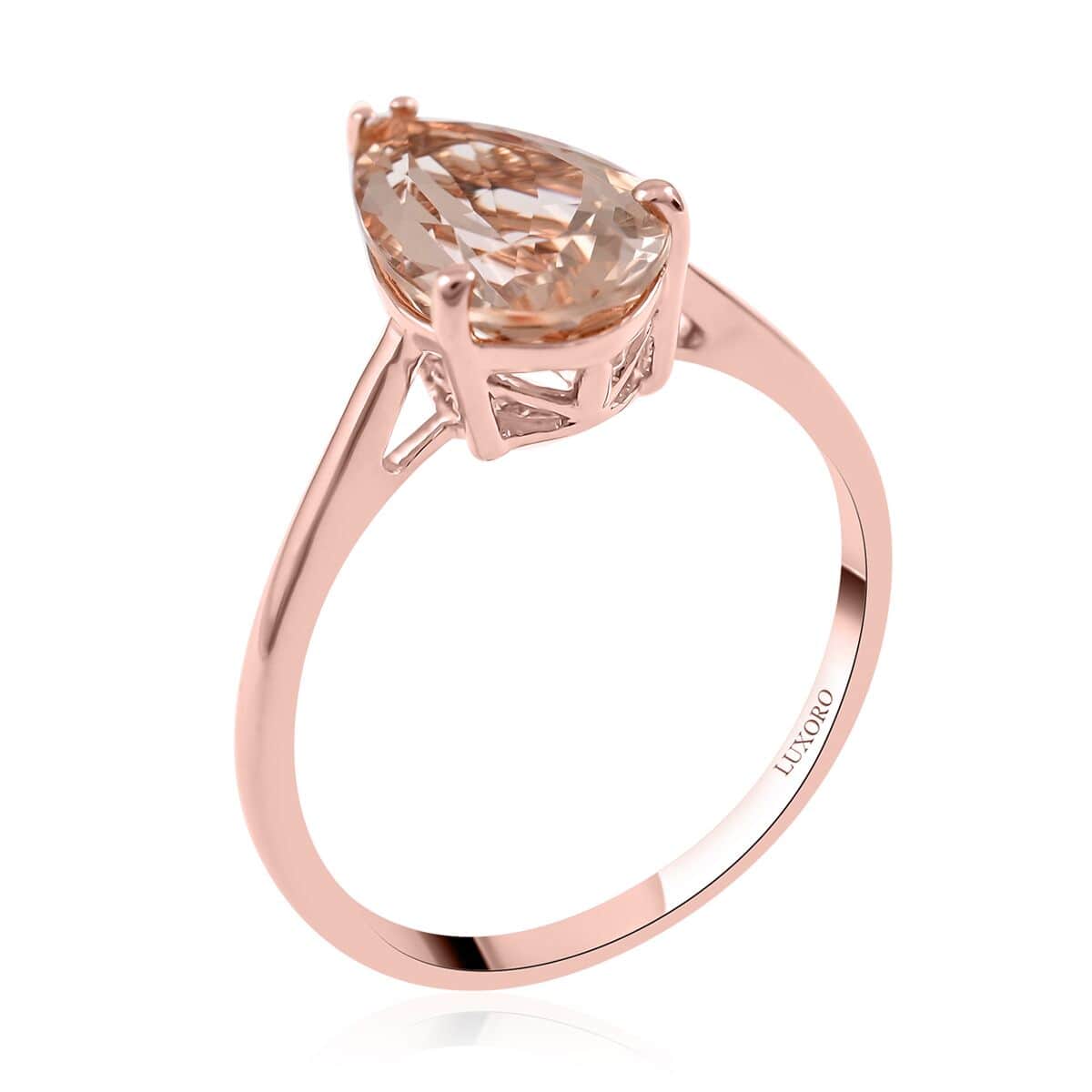 Luxoro 14K Rose Gold AAA Marropino Morganite Solitaire Ring (Size 6.0) 2.15 ctw image number 3