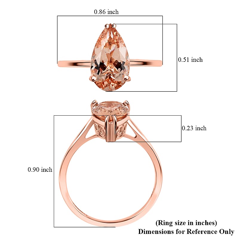 Luxoro AAA Marropino Morganite 2.15 ctw Solitaire Ring in 14K Rose Gold (Size 6.0)